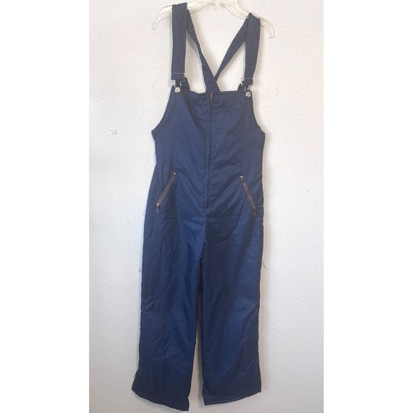 Vintage JCPenney Snowmobile Apparel Snow Bibs Navy Blue Insulated Medium - Picture 1 of 6